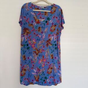 Soma Women's Short Nightgown Pajamas XL Blue Floral Lightweight Cooling